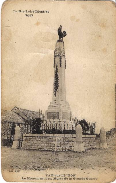 Carte postale - Monument aux morts de FAY SUR LIGNON